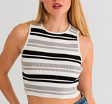 Black and Grey Striped Tank Top
