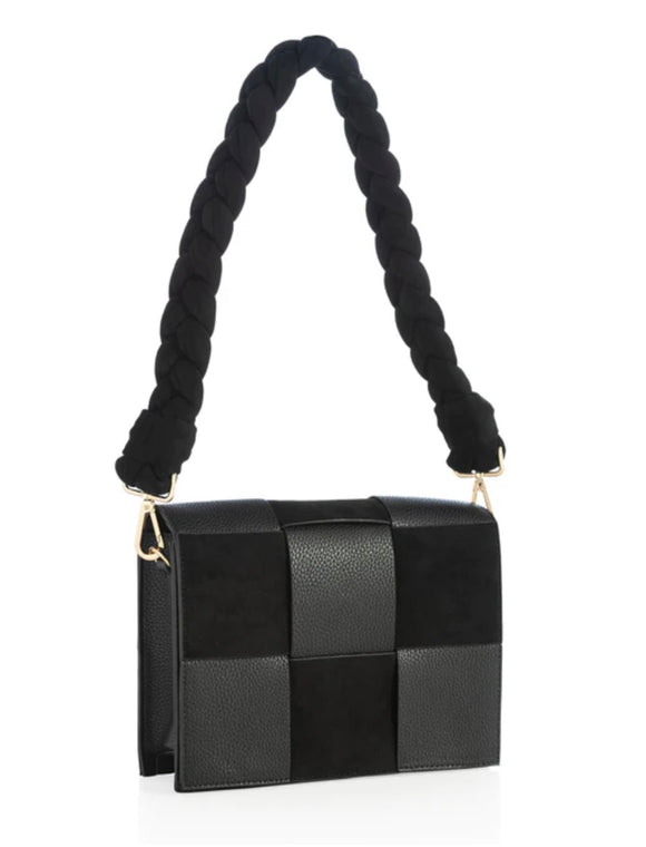 Verona Braided Black Shoulder Bag