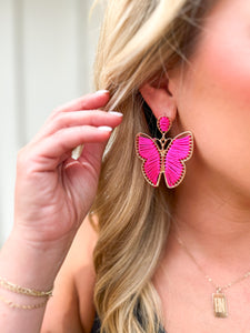 Hot Pink Woven Butterfly