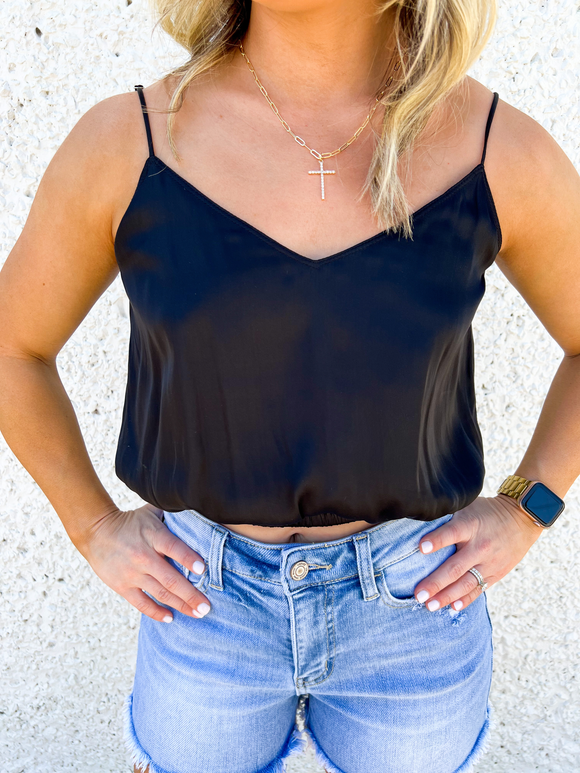 Black Silk Crop Tank