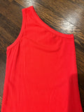 Ribbed One Shoulder Red Top